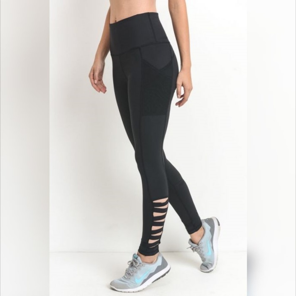 Highwaist Zig Zag Straps Pocket Leggings - Picture 6 of 7